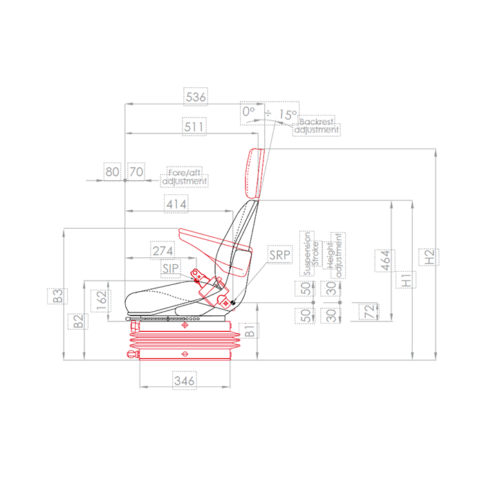 Seat TOP (black fabric) Mechanical suspension SEAT