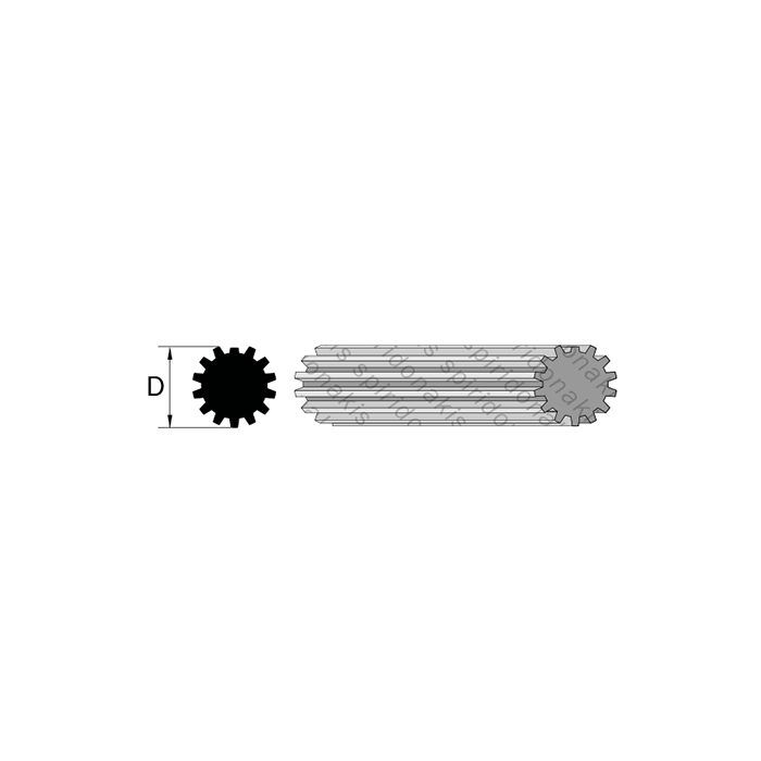 Καρρέ Αρσενικό Πολύσφηνο Φ40 z14 L.425mm Binacchi