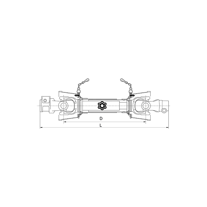 Star Shaped Shaft +P64 1-3/4''z6 D=810mm/95ΗΡ/35x106,5 without Protection Binacchi