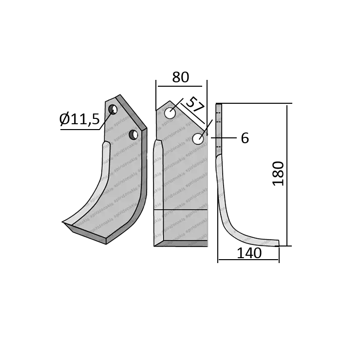 Rotary Cultivator Blade E.T. 80x6 Curved Rotary Cultivator Blade E.T. 80x6 Curved