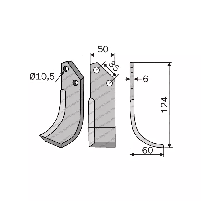 Rotary Cultivator Blade Dimitriou Short 50x6