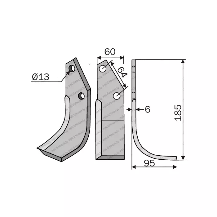 Rotary Cultivator Blade Tsalapataras Maschio 60x6