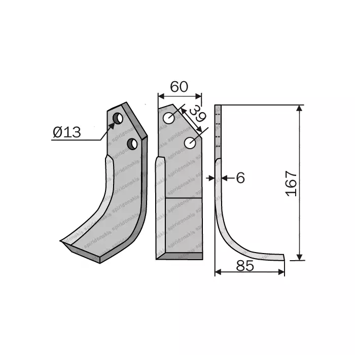 Rotary Cultivator Blade 60x6 Agritech Rotary Cultivator Blade 60x6 Agritech