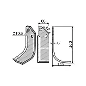 Rotary Cultivator Blade Goldoni 150 Curved 60x6 Rotary Cultivator Blade Goldoni 150 Curved 60x6